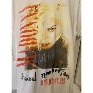 Madonna‎ Vintage 1990 Blond Ambition Tour White T-Shirt Sz L Live Nation